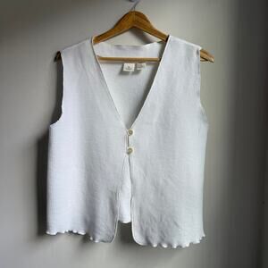 Vintage Victoria’s Secret White Knit Button Vest Top Women’s Large